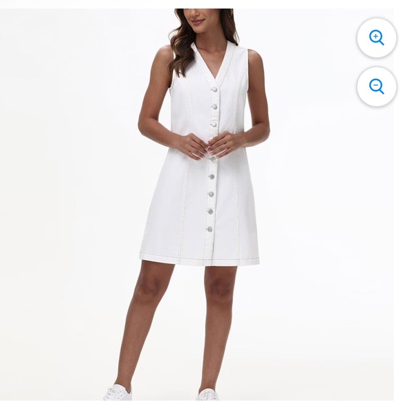Frye Dresses & Skirts - Frye White Denim Button Front mid dress sleeveless XL